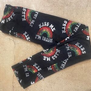 LuLaRoe Kiss Me I’m Irish Rainbow Leggings Kids L/XL